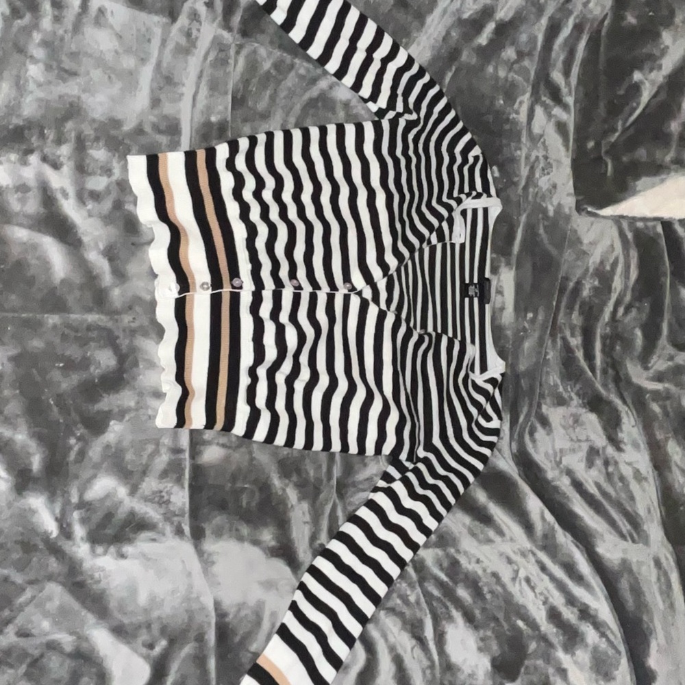 Only Mine Black and White Striped Knit Top